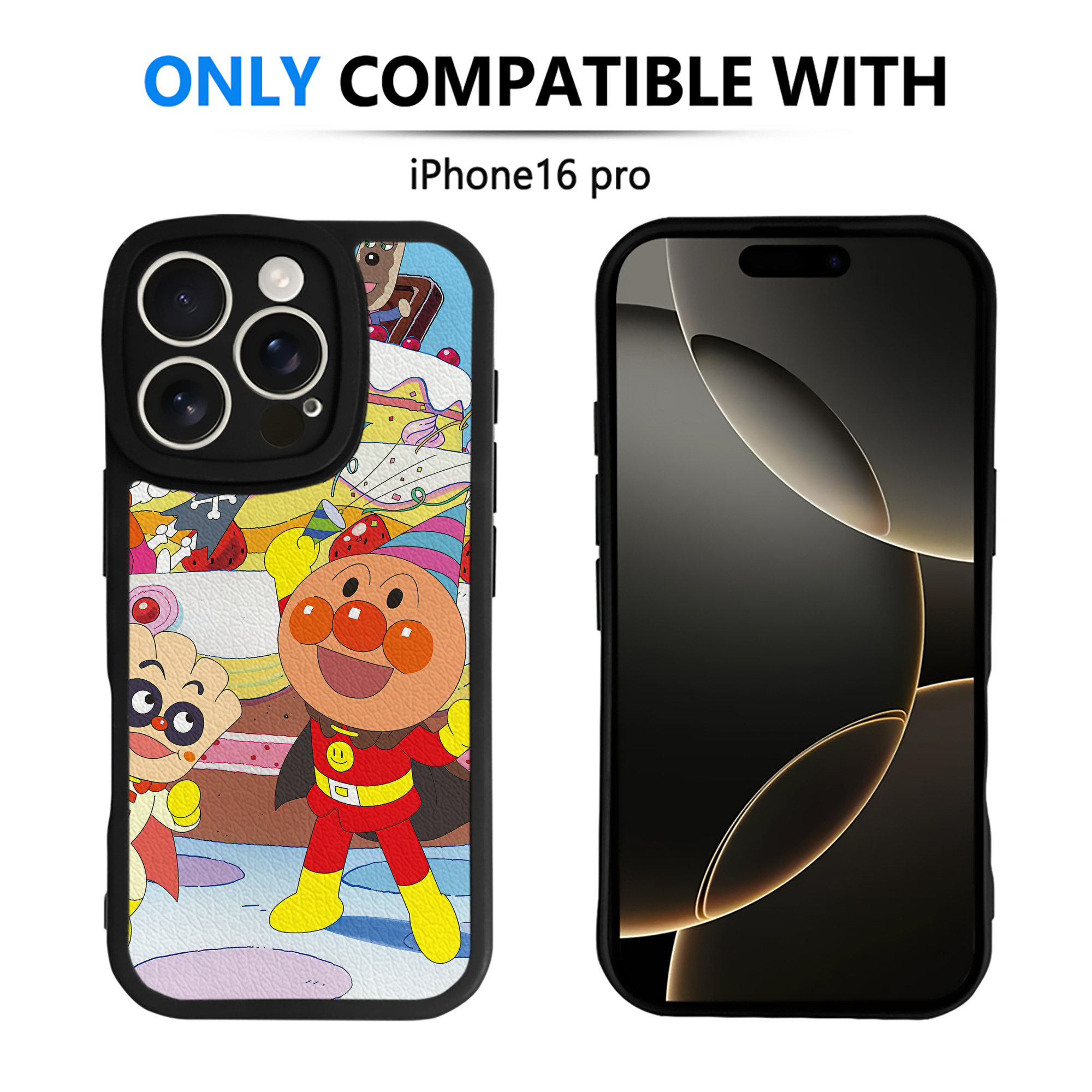 （画像用） アンパンマン Anpanman 【iPhone 16シリーズ対応】シリコンスマホケース（レザー調） 材質：シリコン
